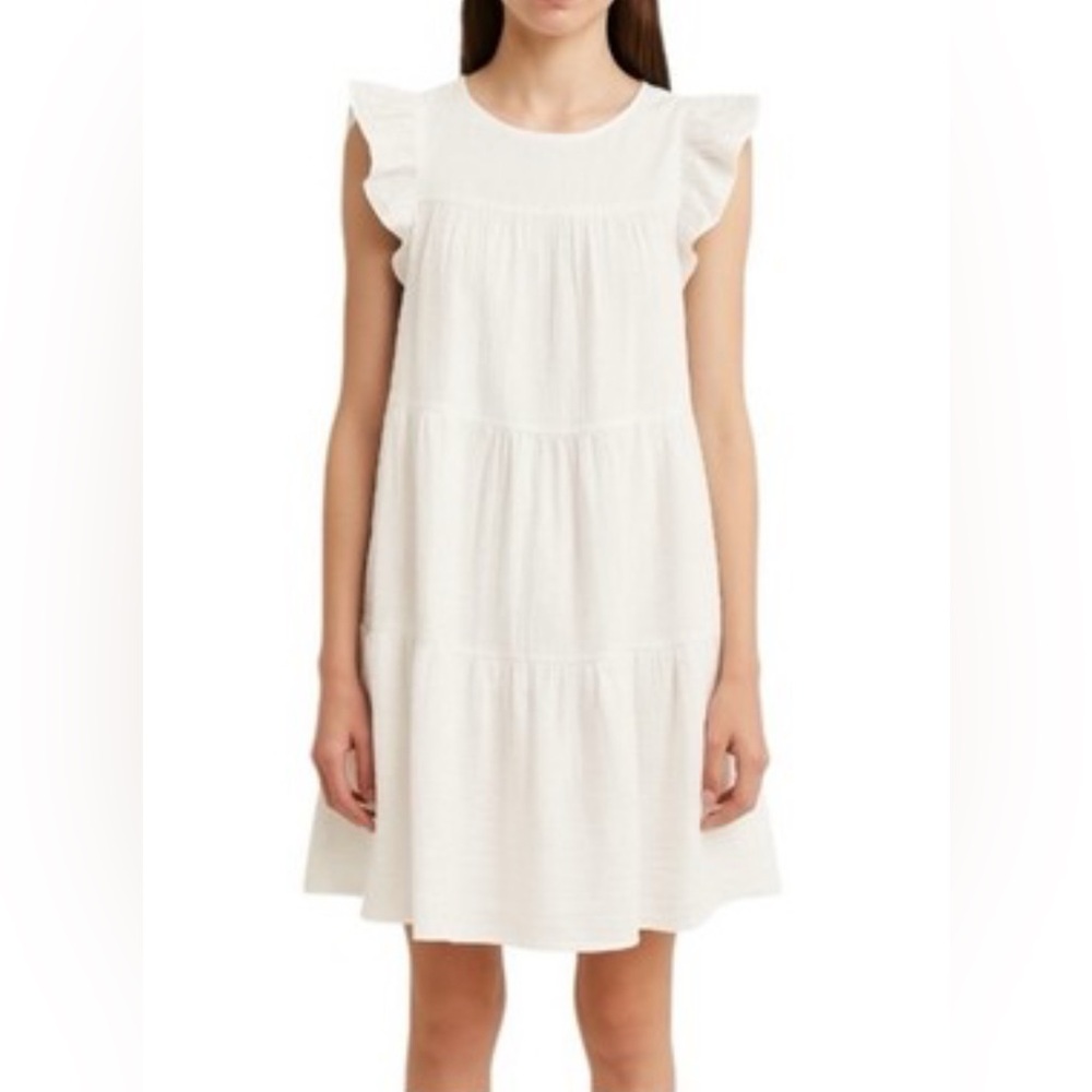 English Factory White Ruffle Sleeve Mini Dress